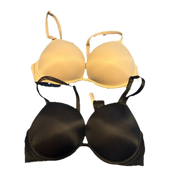 Used Victorias Secret Bra Size 36c Bundle Of 2 Black Beige Underwire For Women - Picture 6 of 6